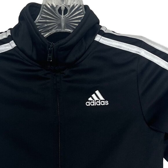 Adidas Track Jacket Boys 3T Black Pockets Front Zip - Picture 3 of 8